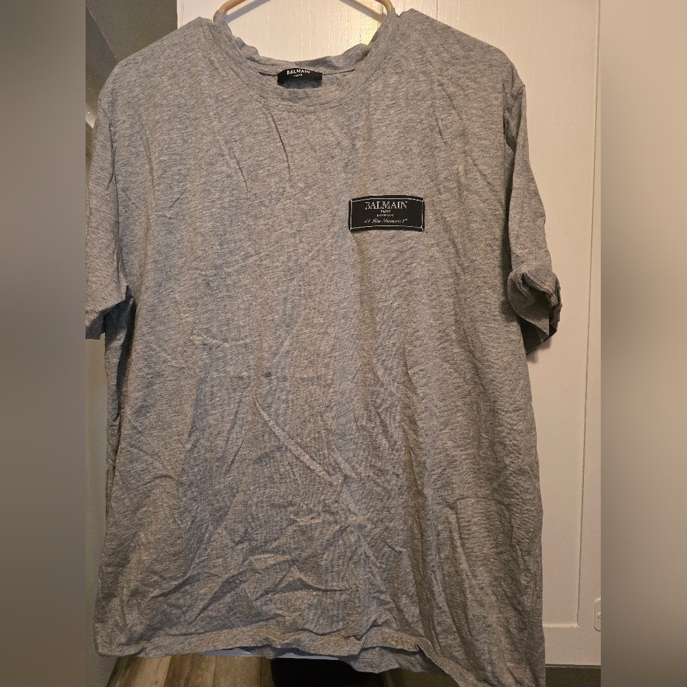 Balmain Light Gray Short Sleeve Tee